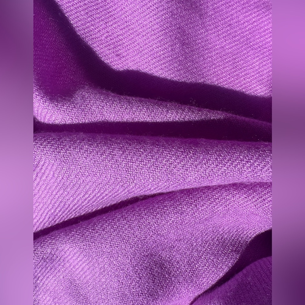 100% Cashmere Elegant Fuchsia Purple Shawl Wrap Scarf, 72”x28.5” - Picture 3 of 8